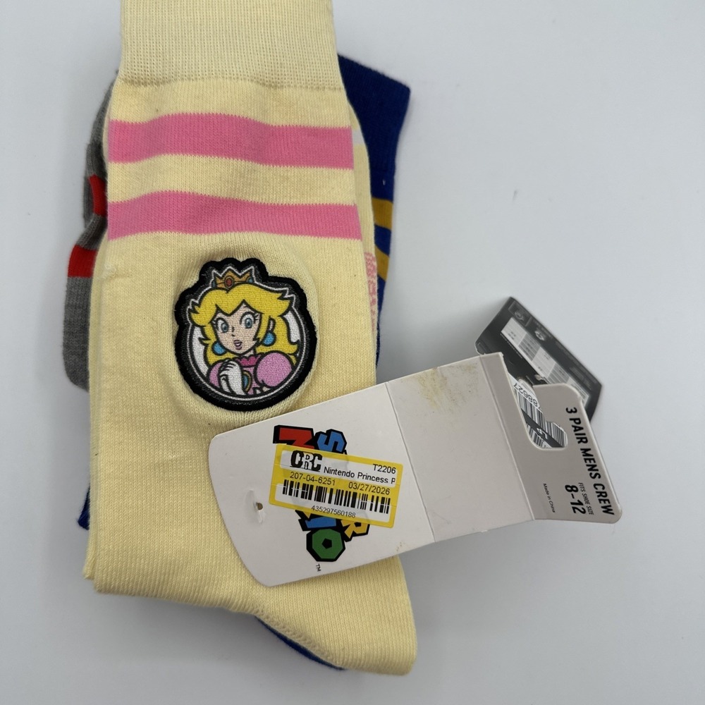 Nintendo‎ Princess Peach, Toad & Donkey Kong 3pk Crew Socks